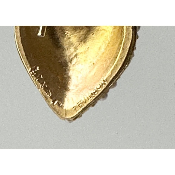 Linda Levinson SIGNED Heart Drop Gold Faux Pearl Turquoise Crystal Pave Earrings - Picture 10 of 16